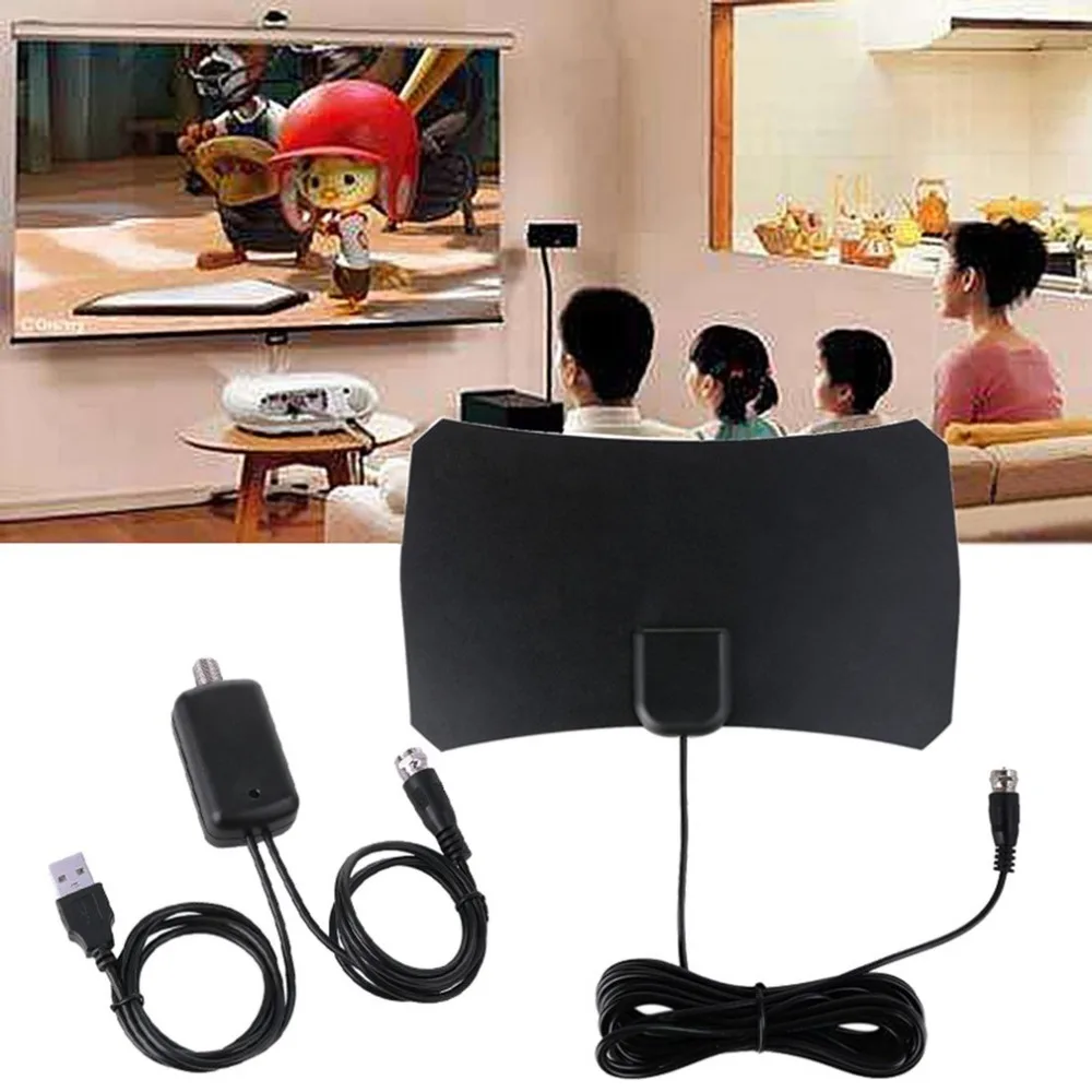 

Indoor Mini Digital TV Antenna Thin Flat Digital HDTV Antenna with TV Aerial Amplifier 50 Mile Range HD VHF Freeview