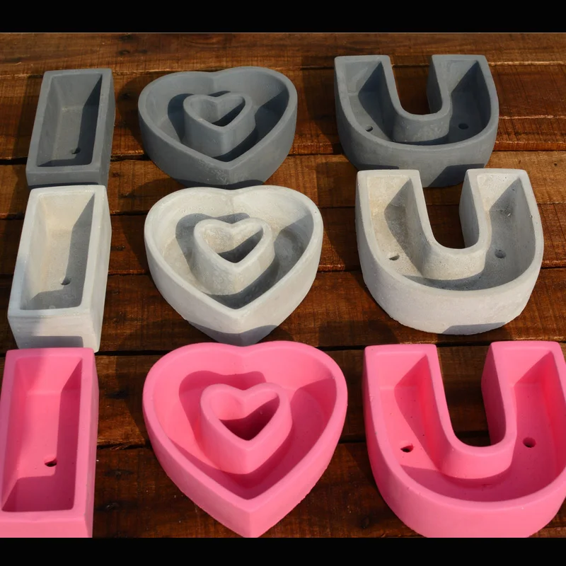 

Pots Mold Silicone Concrete Mould Cement Vase Mould I Love You Shapes Muti-meat Plants Flower PRZY Eco-friendly 54125