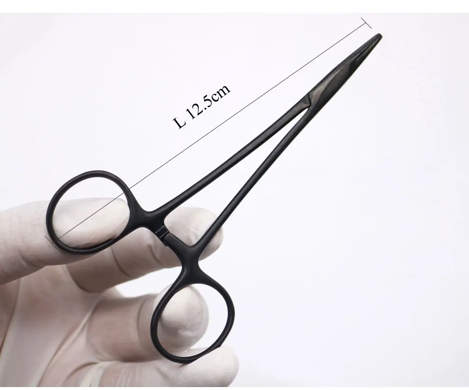 Косметический Пластиковый хирургический инструмент 12,5 см из нержавеющей стали фарфоровый черный ушко иглы держатель игла двойной инструмент для век