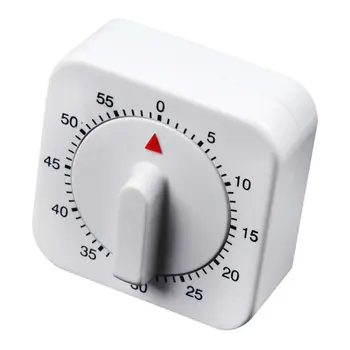 

Effectived Novelty Alarm Clock for Kitchen White Square Mechanical Timer 60-Minute Reminder Counting Count Down New