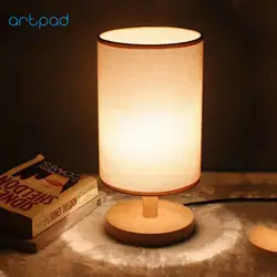 ArtPad Nordic современные деревянные настольные лампы E27 DIY Ручная роспись ткани абажур Творческий Спальня настольного света для ребенок студент