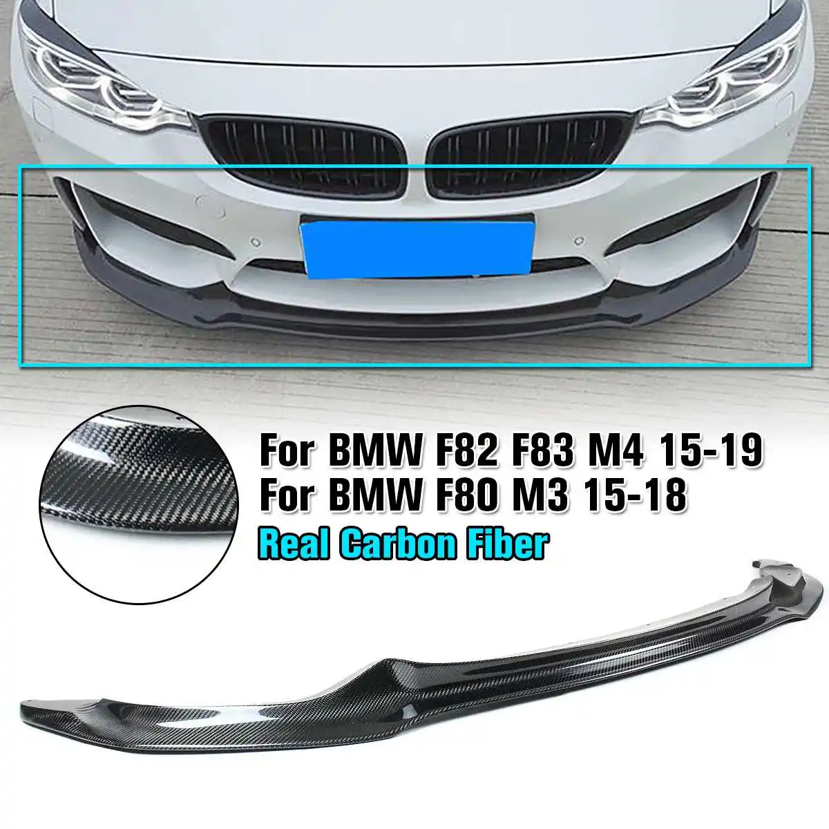 

Real Carbon Fiber Front Lip Auto Racing Car Front bumper Lip Spoiler for BMW F80 F82 F83 M3 M4 2015 - 2018