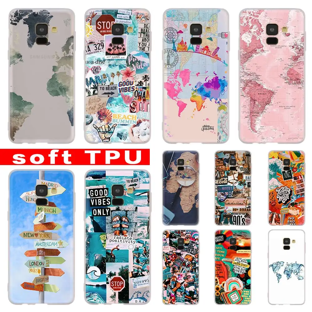 

World Map Travel For Samsung Galaxy A10/A30/A40/A50/A70 A9 A8 A6 a7 2018 A3 A5 2017 2016 TPU Case Cover Soft
