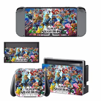 

Super Smash Bros Decal Vinyl Skin Protector Sticker for Nintendo Switch NS Console + Controller +Stand Holder Protective Film