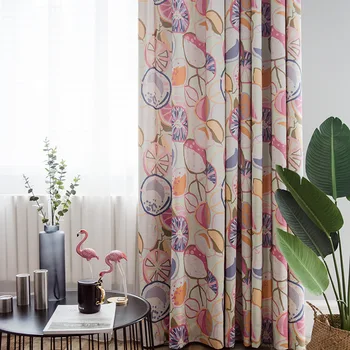 

Modern Boutique Curtains for Living Dining Room Bedroom Simple Shade Cloth Printing Velvet Single-sided Light Curtain Fabric