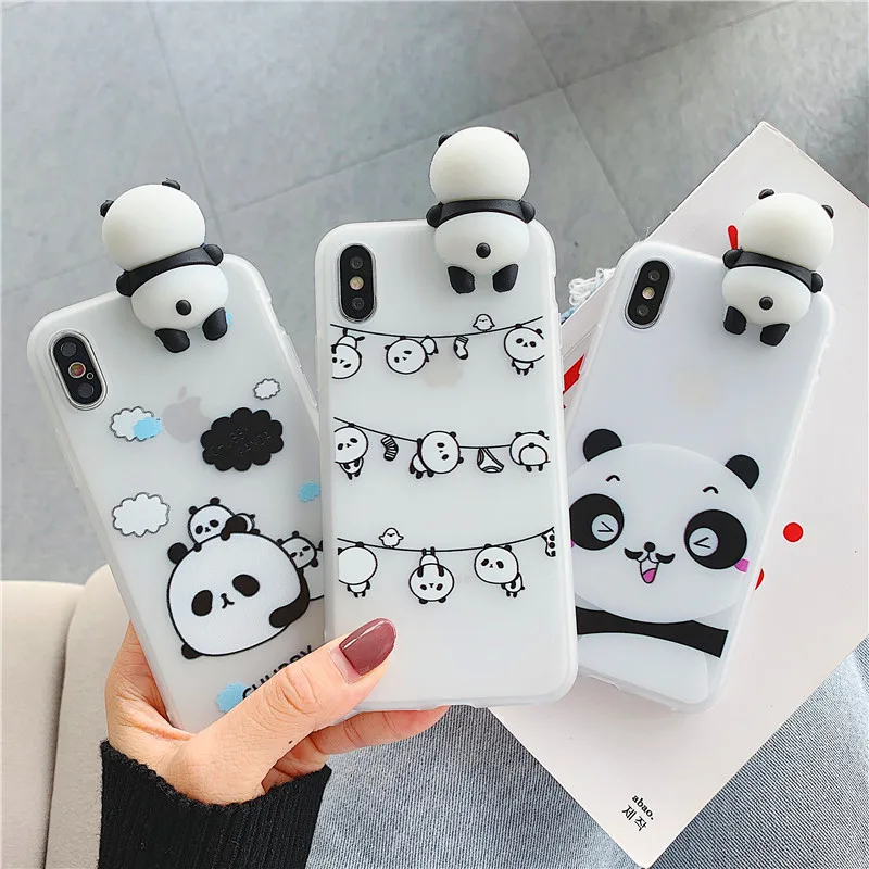 Cute Stand China Panda Case For iPhone X XR XS MAX 11 11pro 6 7 8 Plus Back Phone Cover Cartoon soft tpu cases |