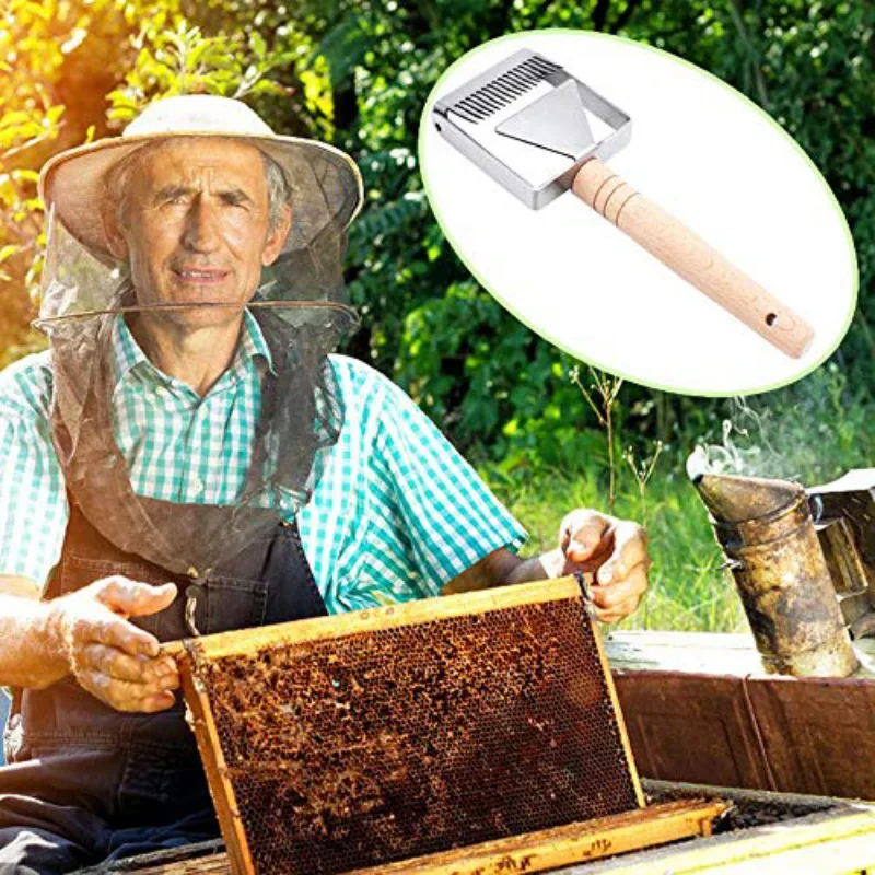 Нержавеющая сталь пчелиный улей Uncapping вилка для меда Скребок Лопата с деревянной ручкой инструмент для пчеловодства