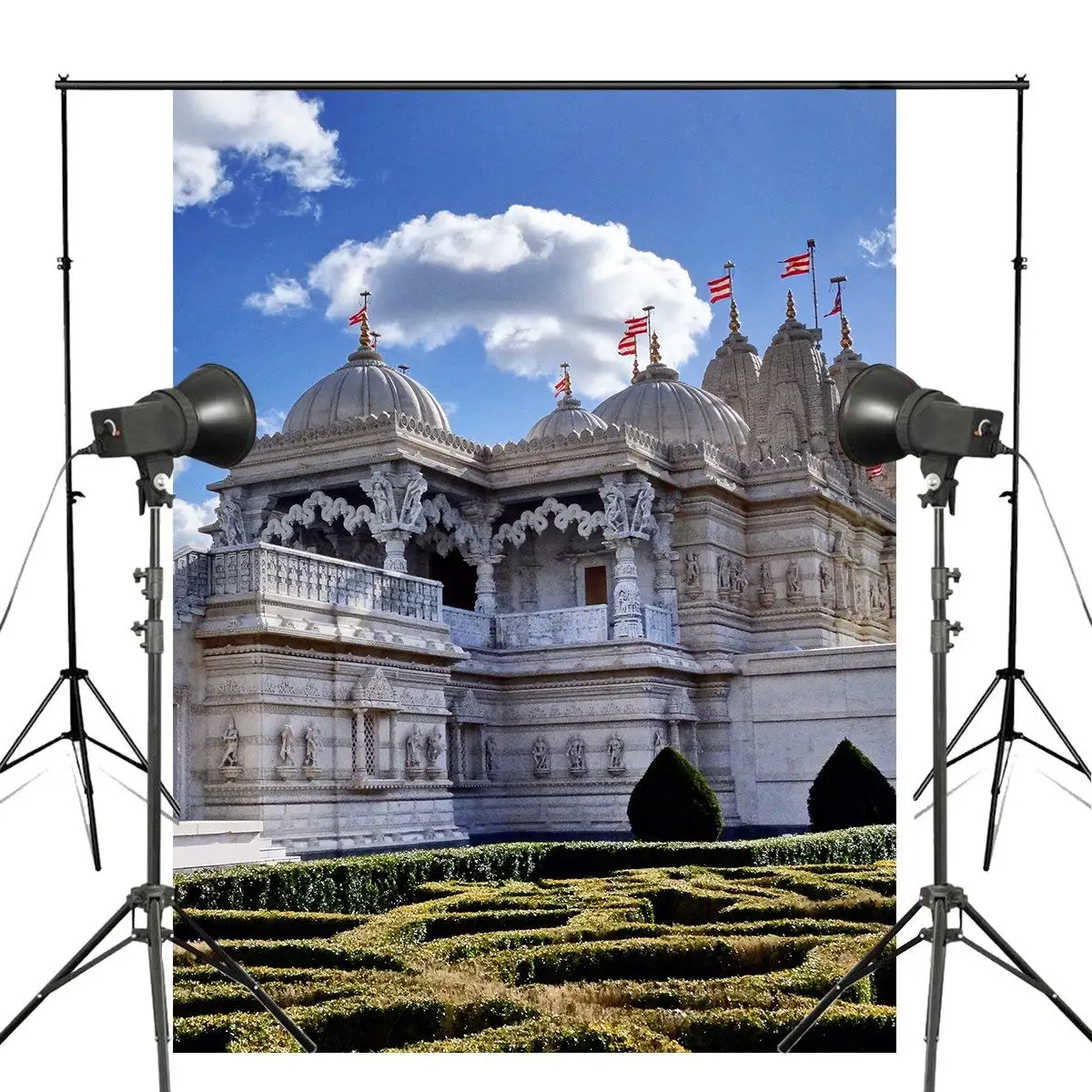 

150x220cm Indian Style Teach Temple Photography Background Backdrop Studio Props Wall London Architecture Photography Backdrop