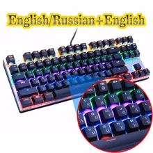 Zero Gaming Mechanical Keyboard Anti-ghosting 87/104 LED Backlit Red Black Blue switch Wired USB Russian sticker for PC laptop