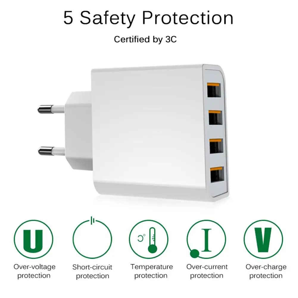 1 шт. хит продаж USB зарядное устройство 4 порта быстрая зарядка 3.4A универсальный