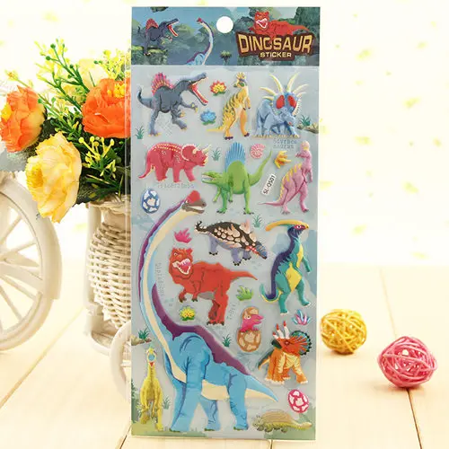 Free shipping 4 sheets cool dinosaurs animal anime 3D foam stickers party supplies decoration kids gift children game toys boys 2