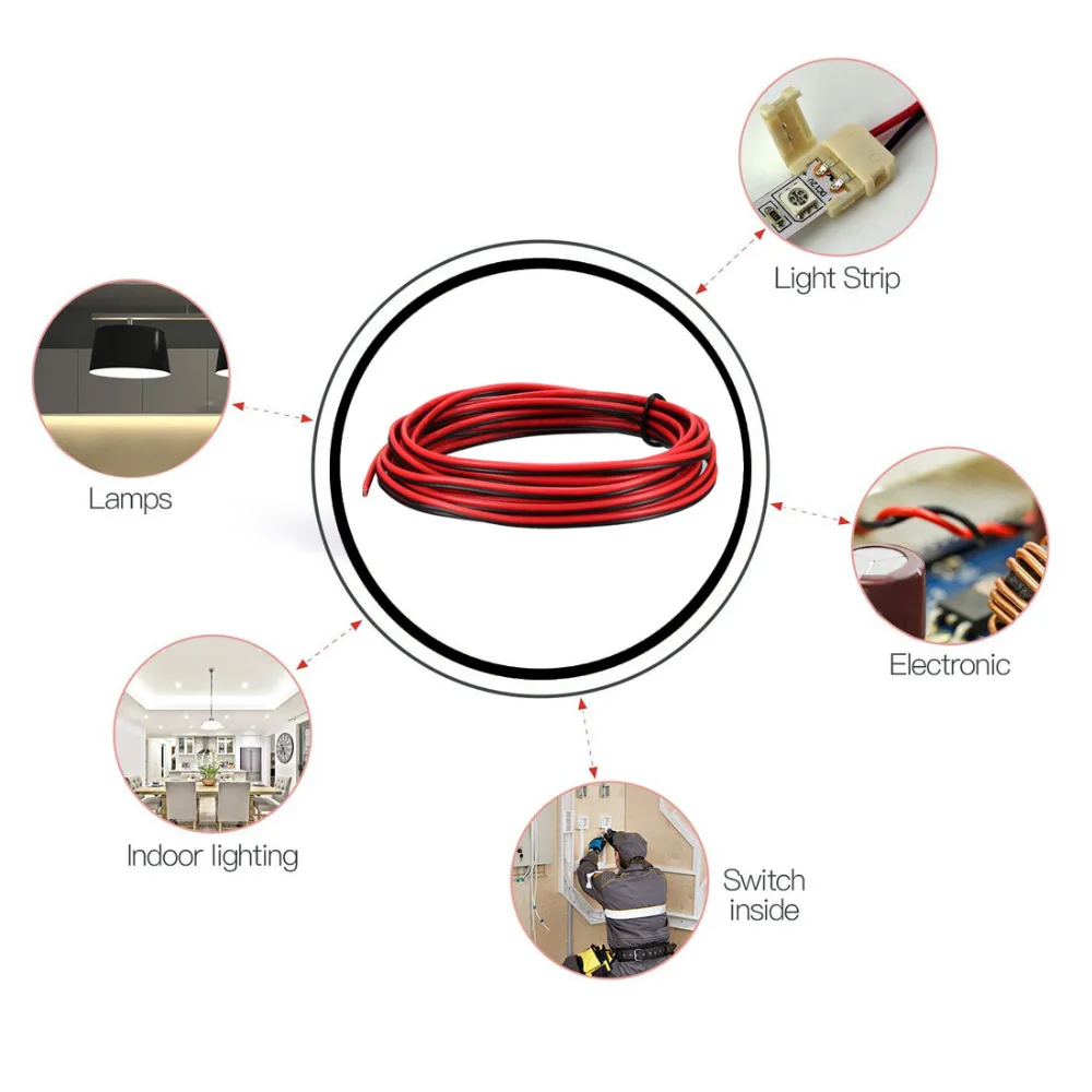 Uxcell красный черный 1 шт. провод 2pin 22/24/26 AWG 3 м удлинитель шнур оловянный медный