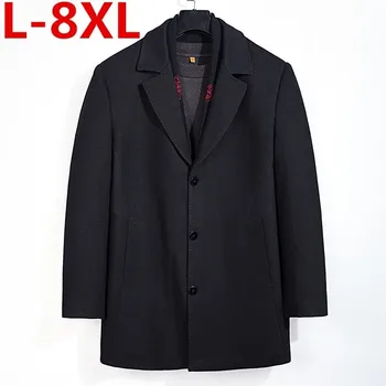 

Plus size 8XL 7XL 6XL Autumn & Winter Single Breasted Woolen Coats Men' s Wool Jackets Turn-down Collar Wool & Blends Overcoat