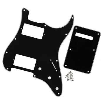 

NEW 11 Hole HH Electric Guitar Pickguard Scratch Plate Back Plate Black 3Ply with Screws for Strat Style Guitar Accessories