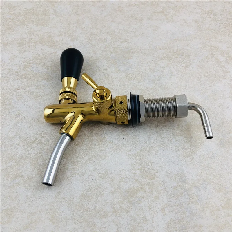 Draft Beer Faucet,Golden Adjustable Beer Tap Faucet with Long Shank 75mm G58 Thread Home Brew Bar Beer Wine Making Tool (1)