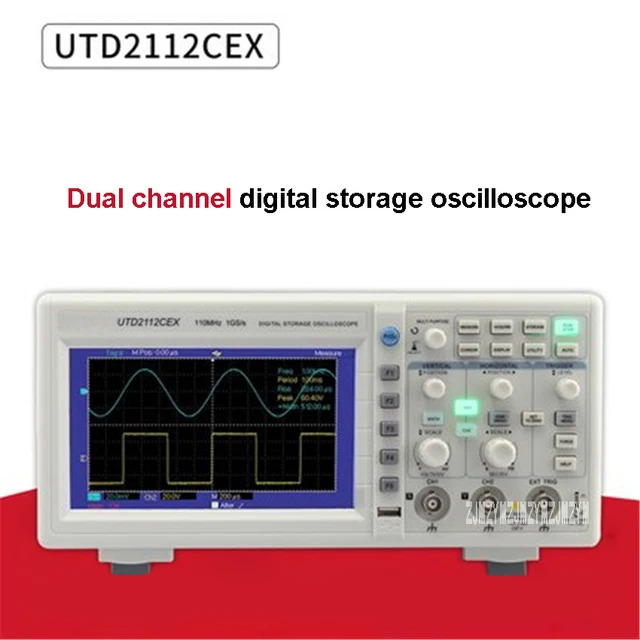 Best Price UTD2112CEX Professional Oscilloscope 2 Channels Digital Oscilloscope Portable Digital Storage Oscilloscope 100-240V 110MHz 1GS/s Best Price UTD2112CEX Professional Oscilloscope 2 Channels Digital Oscilloscope Portable Digital Storage Oscilloscope 100-240V 110MHz 1GS/s