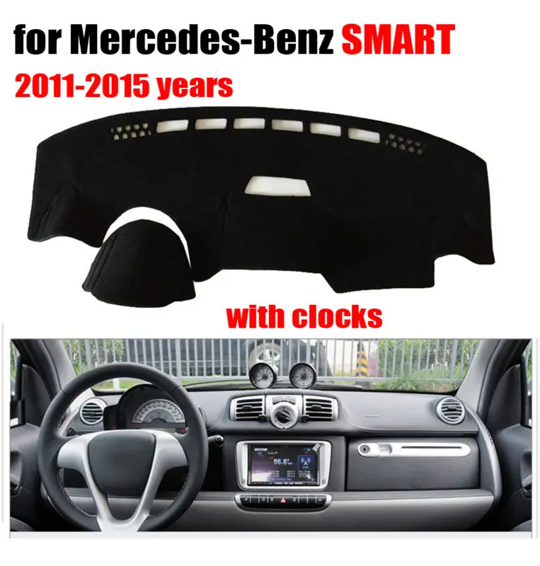 Приборная панель автомобиля покрывает коврик для Mercedes Benz SMART 2011 2015 с часами
