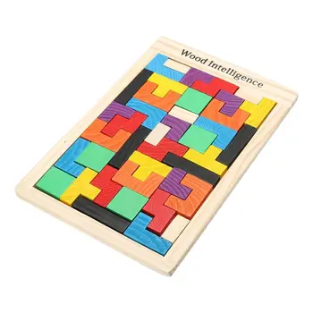 

LCLL-New Wooden Tangram Brain Teaser Puzzle Tetris Game Educational Baby Kids Toys