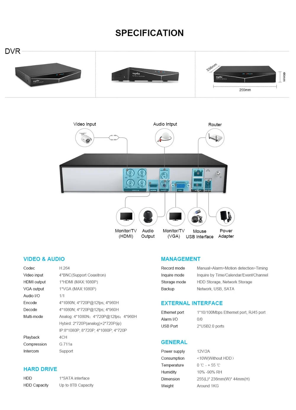 SANNCE 4CH 720P CCTV система 1080N HDMI CCTV DVR 1500TVL 1.0MP наружная система камер домашней безопасности комплект видеонаблюдения