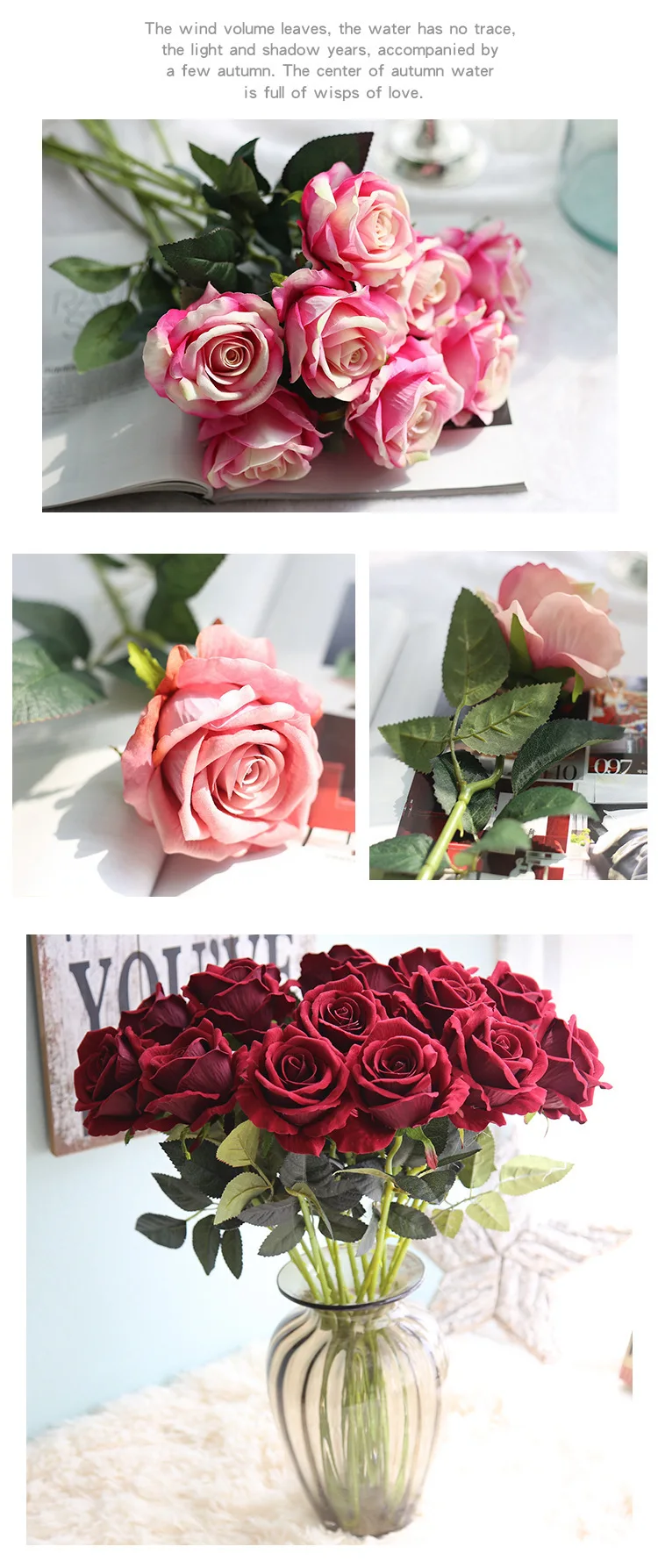 Dream House DH винтажная роза Свадебная имитация Botany фланелет бархатная Роза искусственные цветы для домашнего декора