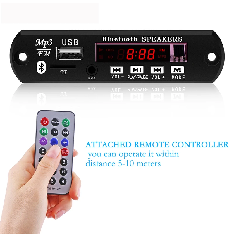 

Bluetooth FM Transmitter Wireless Car Kit Player 12V MP3 WMA Decoder Board Audio Module USB TF Radio Remote Controller