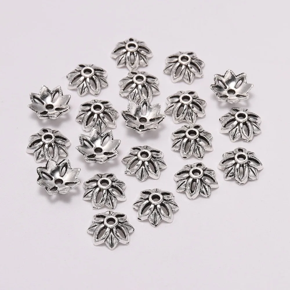 

20pcs/Lot 10mm 8 Petals Tibetan Antique Silver Hollow Out Flower Loose Sparer Torus End Bead Caps For Needlework Diy Accessories