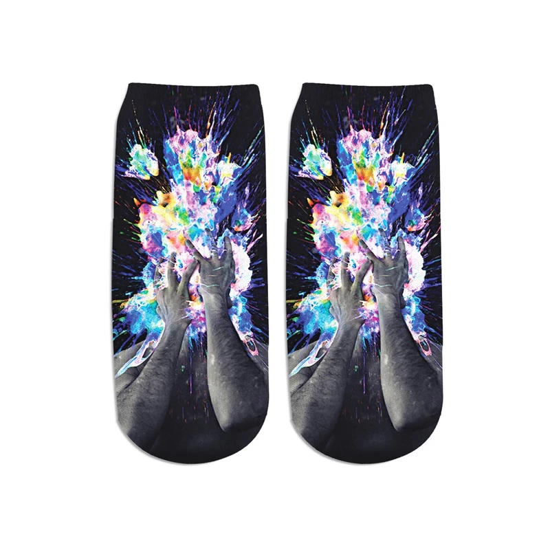 PLstar Cosmos дропшиппинг новые 3D печатные Галактические космические милые хлопковые короткие носки для мужчин wo мужские корейские носки harajuku