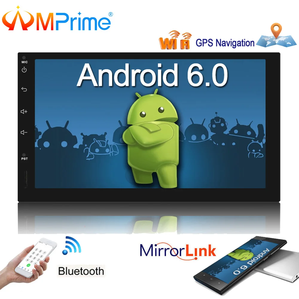 

AMPrime Car Multimedia Android Player 2 Din Audio Radio GPS Navigation Bluetooth Wifi FM Autoradio Stereo With Camera MP5 Player