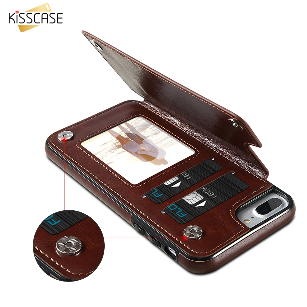 KISSCASE For Samsung S7 Edge Galaxy S8 Plus Case Wallet Leather Case For iPhone 6 7