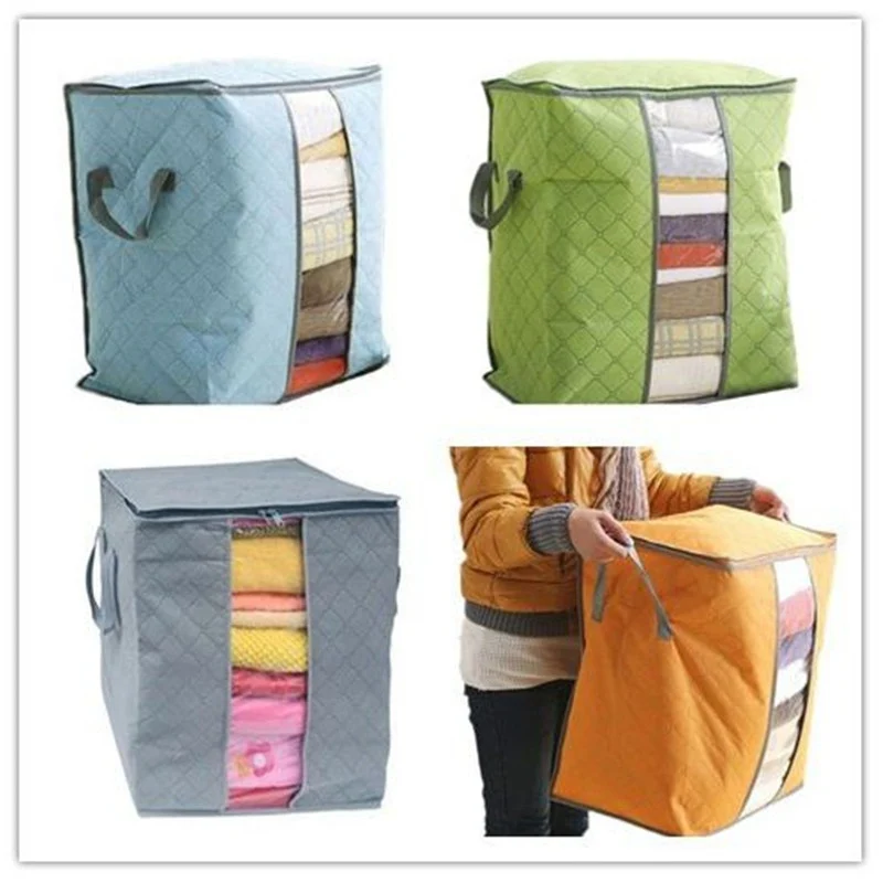 

Portable Quilt Storage Bags Wardrobe Clothes Storage Sorting Bag Closet Sweater Pouches Foldable Cotton Home Storage Organizer