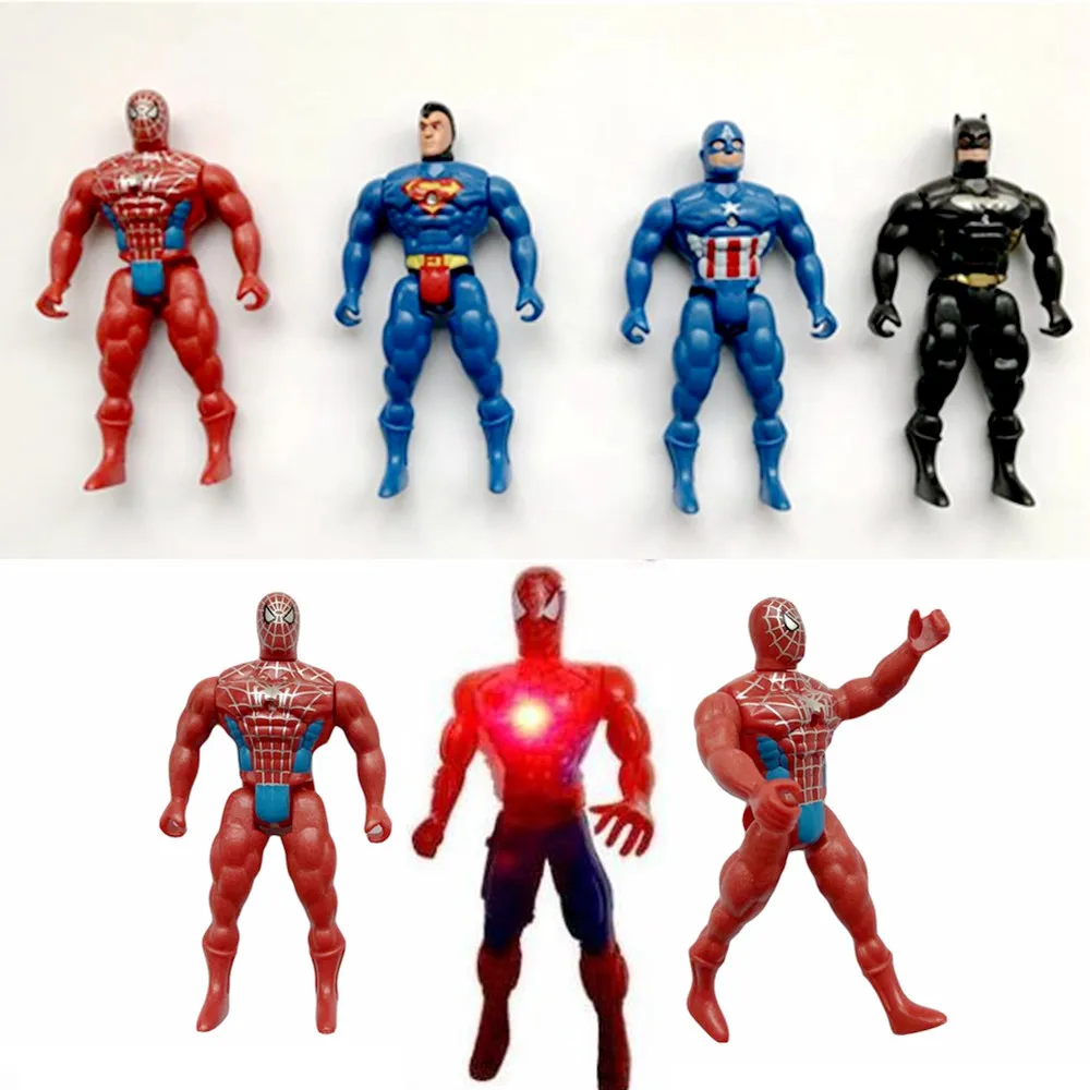 

5 pcs Cartoon Super Hero Spiderm Batman Iron Man Superman Captain America Ant Man Action Figures PVC Model Movable Joint Kid Toy