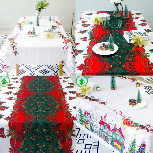 Christmas Themed Table Cloths PVC Easy Wipe Clean Tablecloth Xmas Party