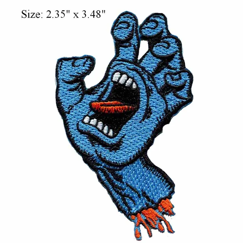 

Bloody hand embroidery patch blue cool patches glue on back iron on bagde