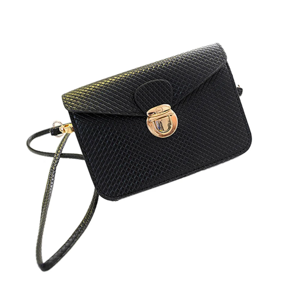 

VSEN Lolita Style Women Mini Bag Cell Phone Bag PU Leather Plaid Purse Messenger Bag Shoulder Bag Black