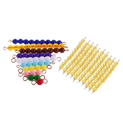 2 набора бусин обучающая игрушка (набор 10 шт 10 желтый бисер + 10 нитей 1-10 разноцветных бусин) материал Математика обучающая T