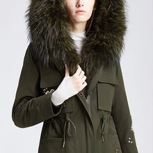 Зимняя Модная Меховая куртка пальто женский длинный отрезок большой размер Лисий меховой воротник для преодоления толстой вышивки bedaing верхняя одежда L1296