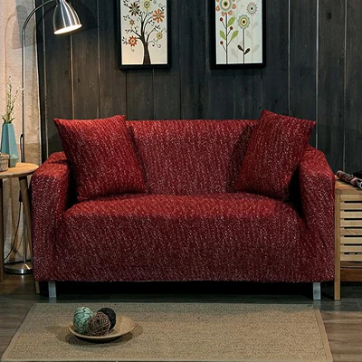 Плотный вязаный Универсальный чехол для дивана, нескользящий кожаный чехол для дивана, растягивающаяся ткань, комбинированная четырехсезонная Универсальная - Цвет: wine red