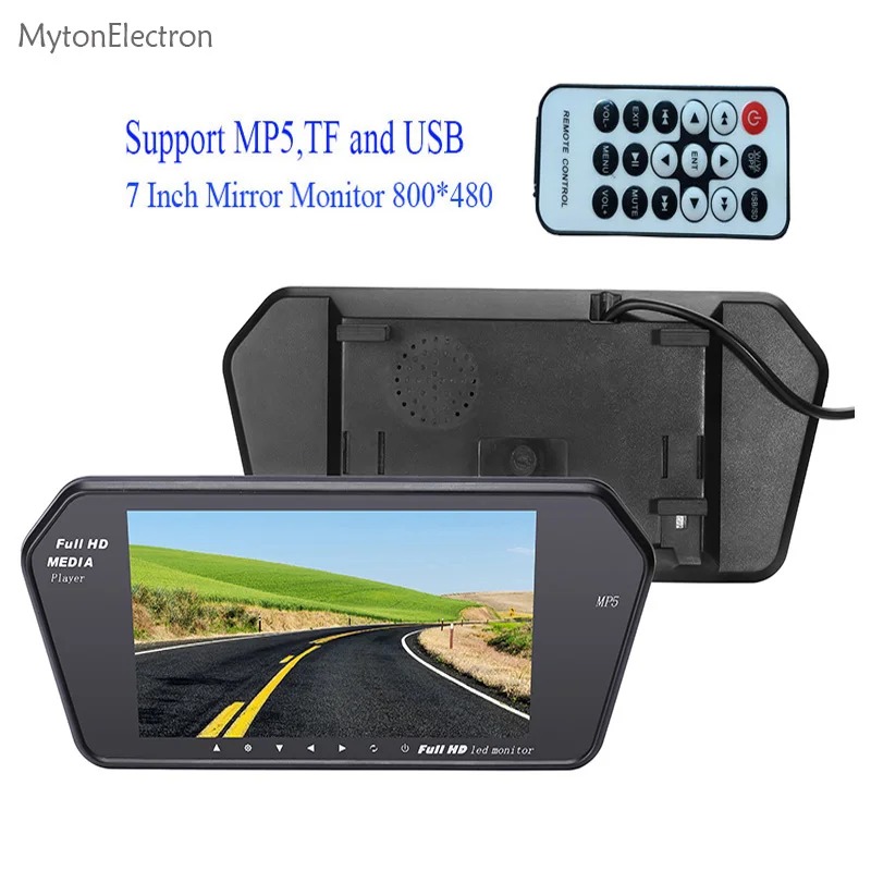 Цветной светодиодный зеркальный монитор заднего вида 800x480 7 дюймов MP5 USB TF экран 16:9