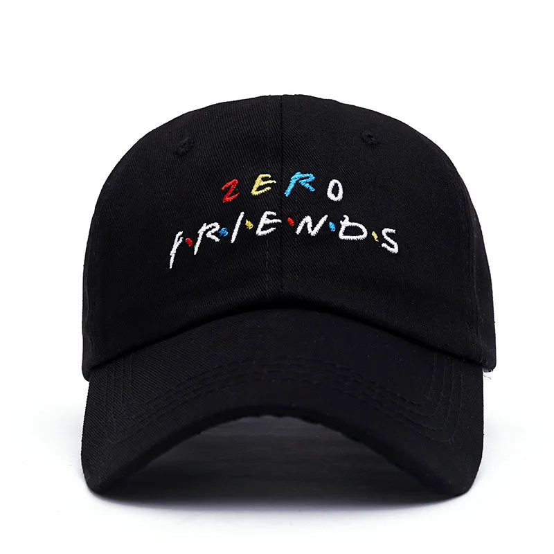 Новинка, черная вышитая Кепка ZERO FRIEND Dad, регулируемая забавная бейсбольная кепка в стиле хип-хоп, модная бейсболка, Мужская кепка