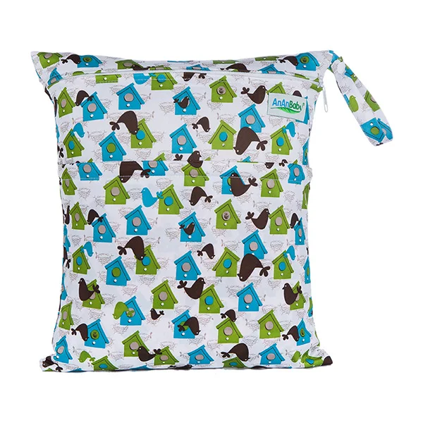 AnAnBaby мамулина сумка для малыша многоразовые принты Большой сухой влажный мешок ткань пеленки с карманами на молнии 26 партнеров размер 30*36 см - Цвет: LW4