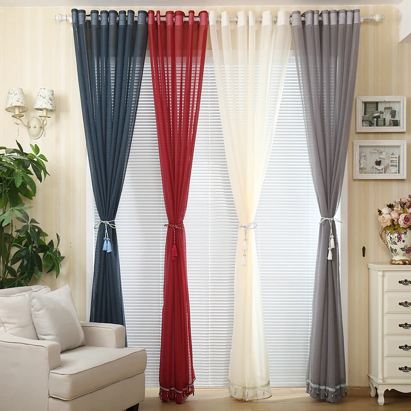 

Window Curtains Transparent Tulle crumple design Voile Fabric Living Room Bedroom Window Treatment Colorful Window Screen Door