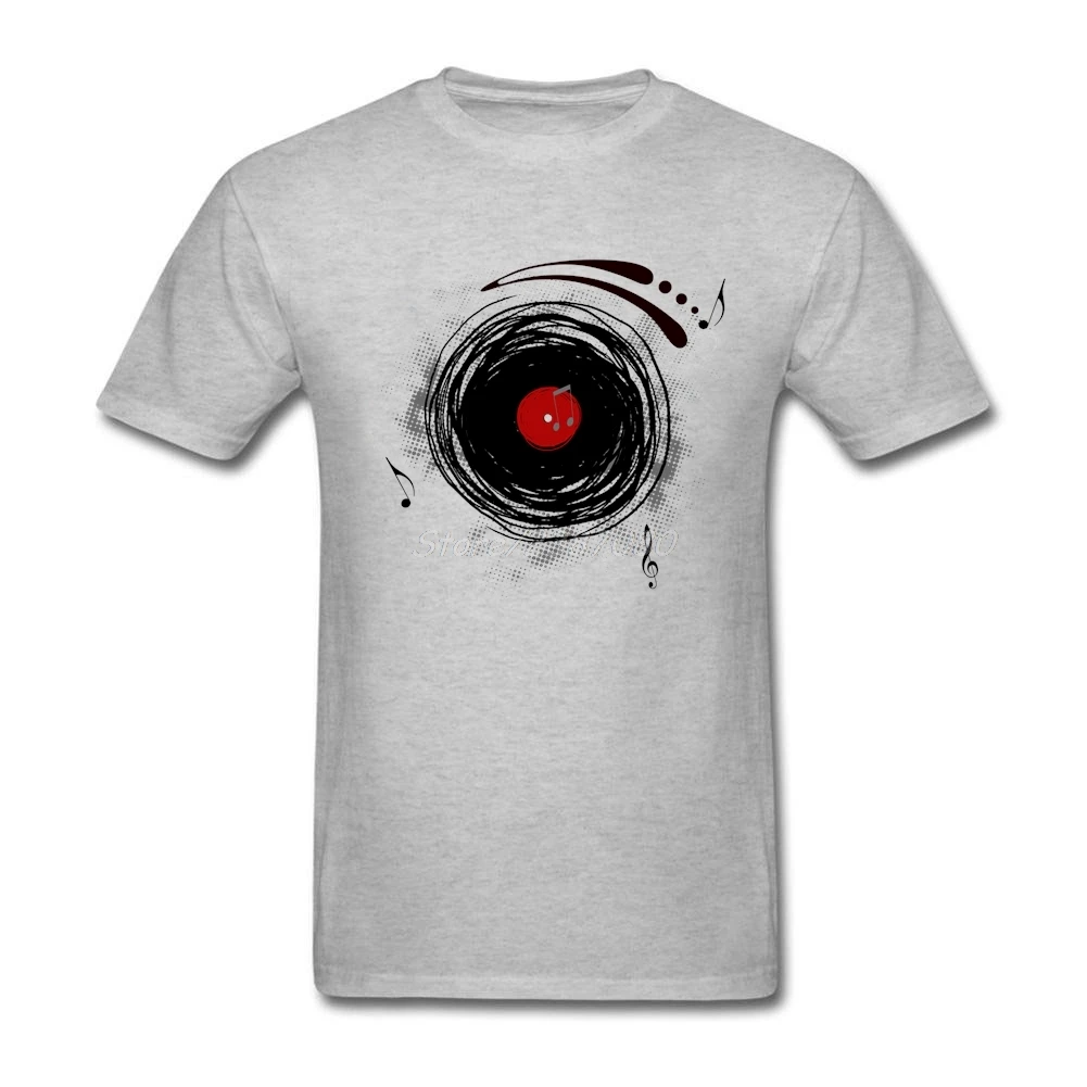 Vinyl Records Retro Grunge DJ Art T Shirt Cotton Crewneck Custom Short Sleeve Men Hiphop Rock Plus Size Men's Shirts | Мужская