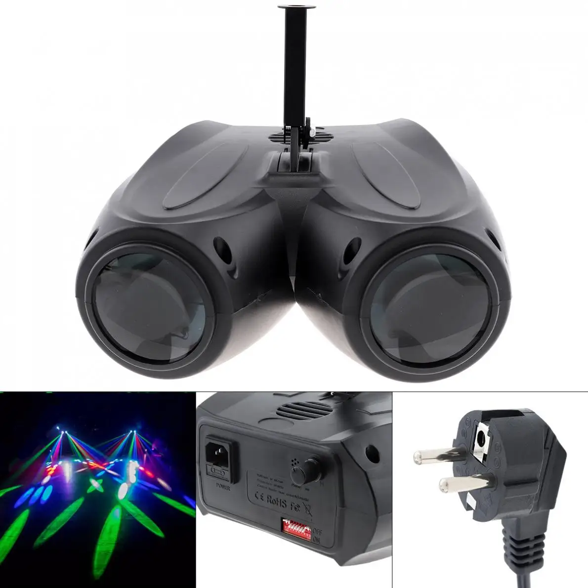 

20W Portable LED Lights Laser Stage Effect Light Waterproof LED Double Airship EU US Plug for Club Disco DJ Party Bar KTV