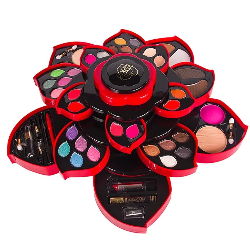 2018 New Flower Eye Shadow Plate Big Size Plum Blossom Rotating Eye Shadow Box Cosmetic Case Makeup Palette Makeup Tools