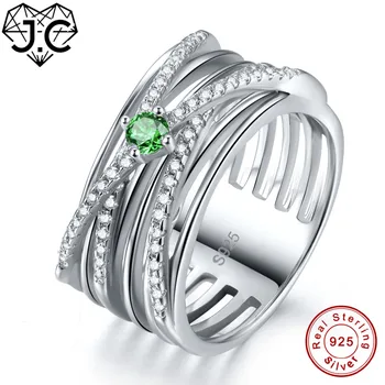 

J.C Engagement Women/Men Classic Style Fine Jewelry Round Emerald & White Topaz Solid 925 Sterling Silver Ring Size 6 7 8 9