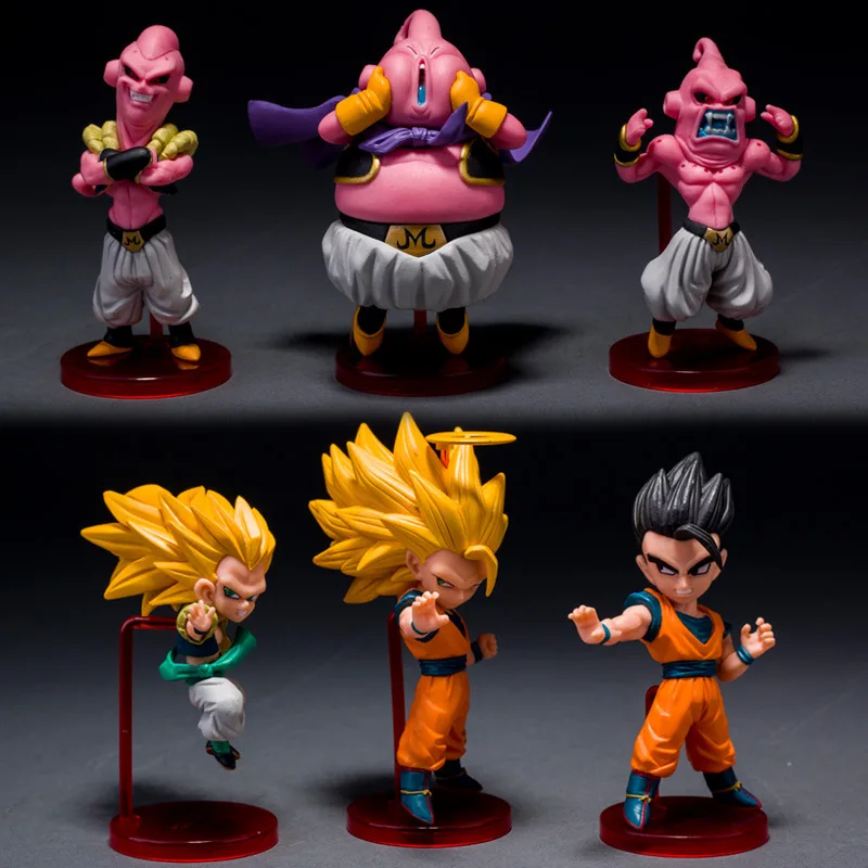 

6pcs/lot Dragon Ball Z Super Saiyan Son Goku Gohan Majin Buu Q Version Dragonball Figurine PVC Action Figure Colection Model Toy