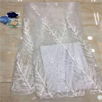 

Free Shipping by DHL! 2019 High quality guipure lace sequence lace sequin embroidery tulle lace fabric for women dress white