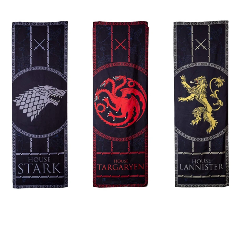 

Game Of Thrones House Stark Targaryen Lannister Door Decoration Banner Flag 63*190cm Fans Gift Home Decor, free shipping