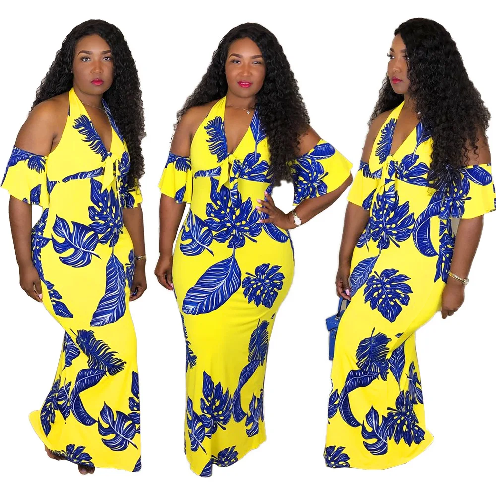 2019 Новое поступление пикантные модные стиль Африканский для женщин печати полиэстер длинное платье