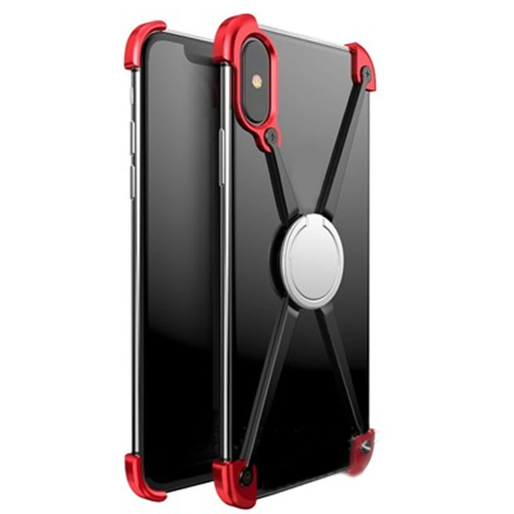 

Bumper Case for iPhone X, Slim Aluminum Metal X-Frame Phone Bumpers with Ring Holder & Screw